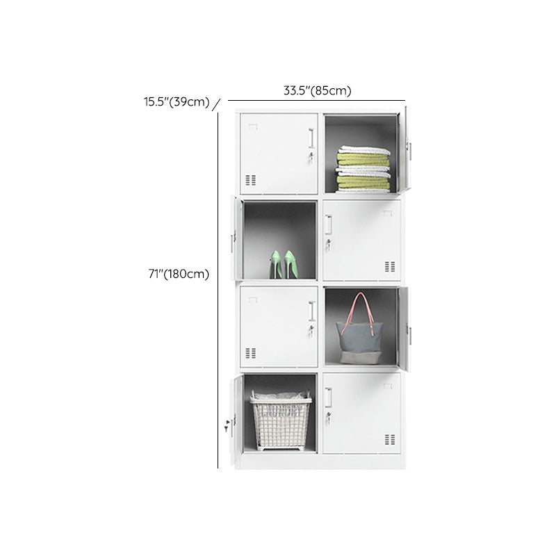 White Steel Cabinet with Hinged Doors Modern Storage Cabinet