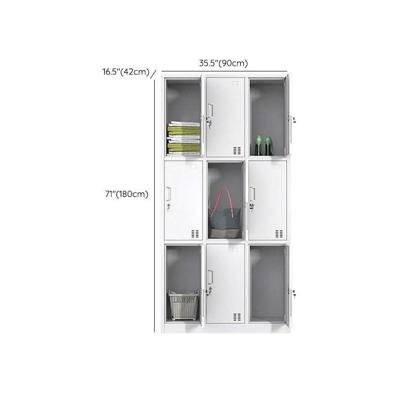 White Steel Cabinet with Hinged Doors Modern Storage Cabinet