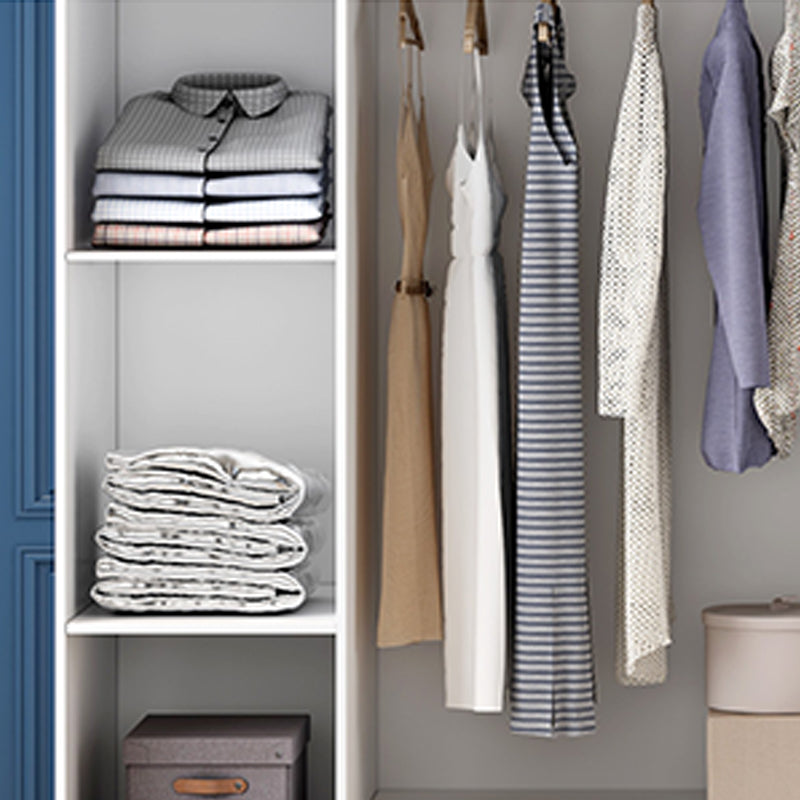 White Engineered Wood Wardrobe Modern Style Cabinet with Drawer