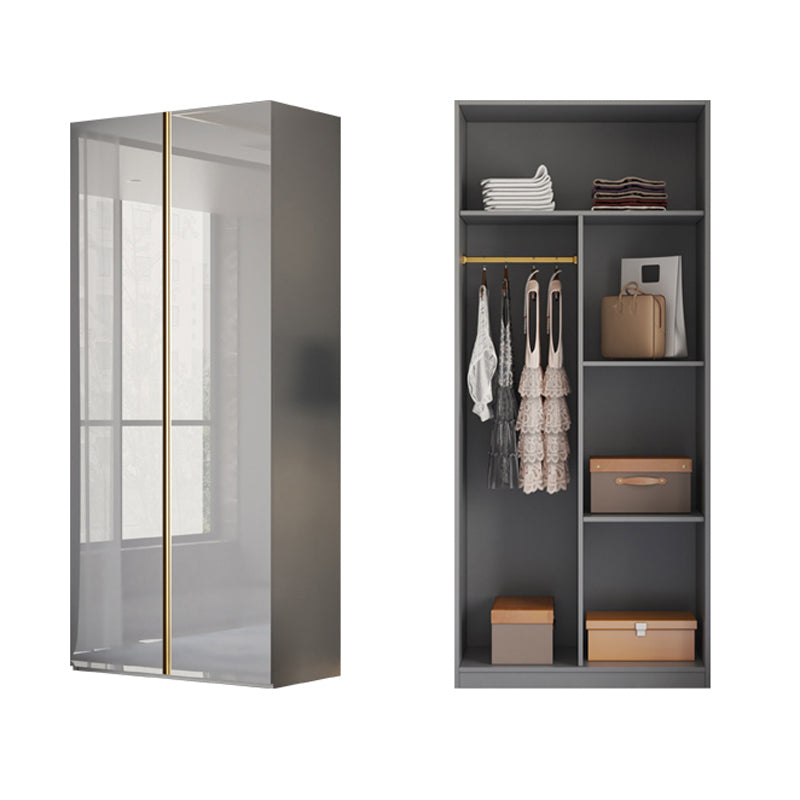High Gloss Grey Storage Cabinet Modern Cabinet with Hinged Doors