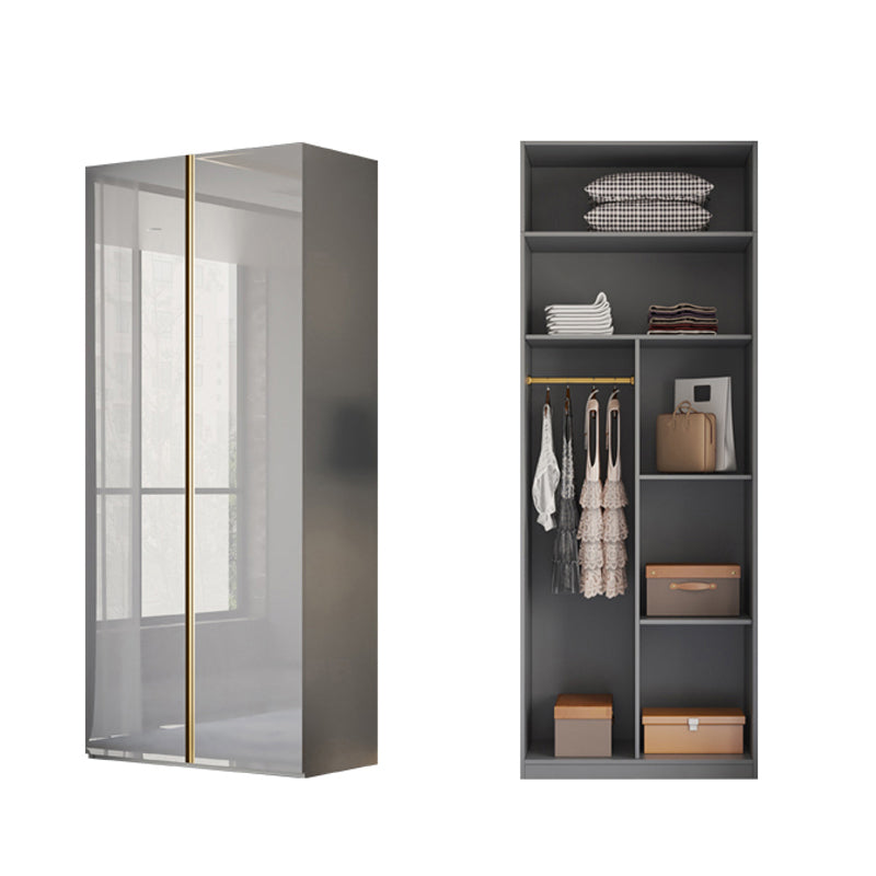 High Gloss Grey Storage Cabinet Modern Cabinet with Hinged Doors