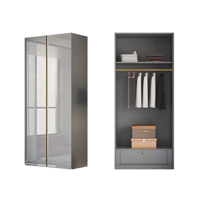 High Gloss Grey Storage Cabinet Modern Cabinet with Hinged Doors