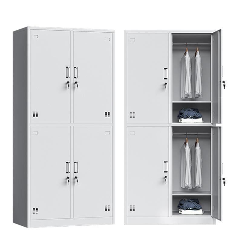Metal Contemporary Storage Cabinet White Hinged Door Cabinet