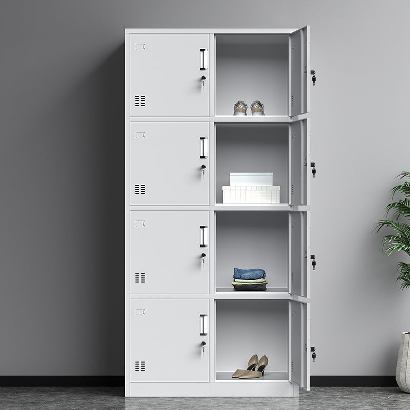 Metal Contemporary Storage Cabinet White Hinged Door Cabinet