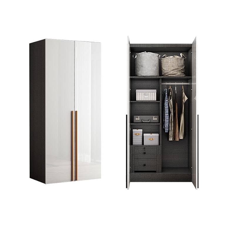 High Gloss White Modern Wardrobe Engineered Wood Storage Cabinet for Home