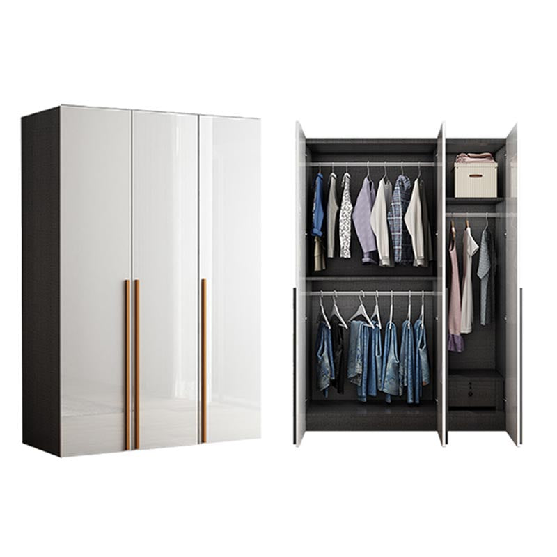 High Gloss White Modern Wardrobe Engineered Wood Storage Cabinet for Home
