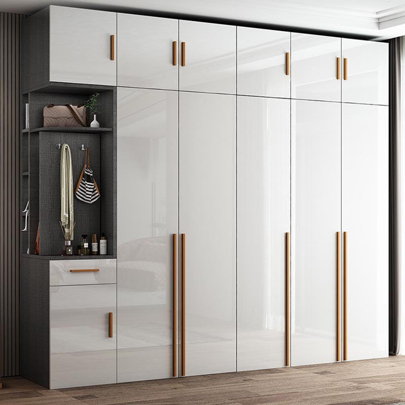 High Gloss White Modern Wardrobe Engineered Wood Storage Cabinet for Home