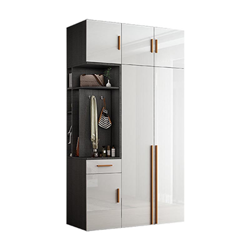 High Gloss White Modern Wardrobe Engineered Wood Storage Cabinet for Home