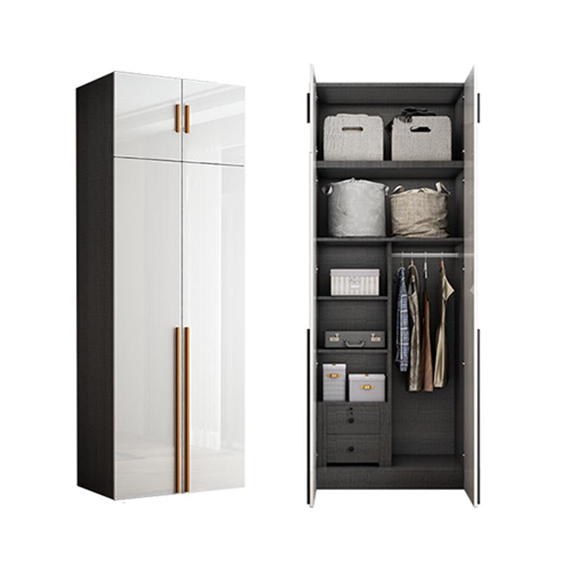 High Gloss White Modern Wardrobe Engineered Wood Storage Cabinet for Home