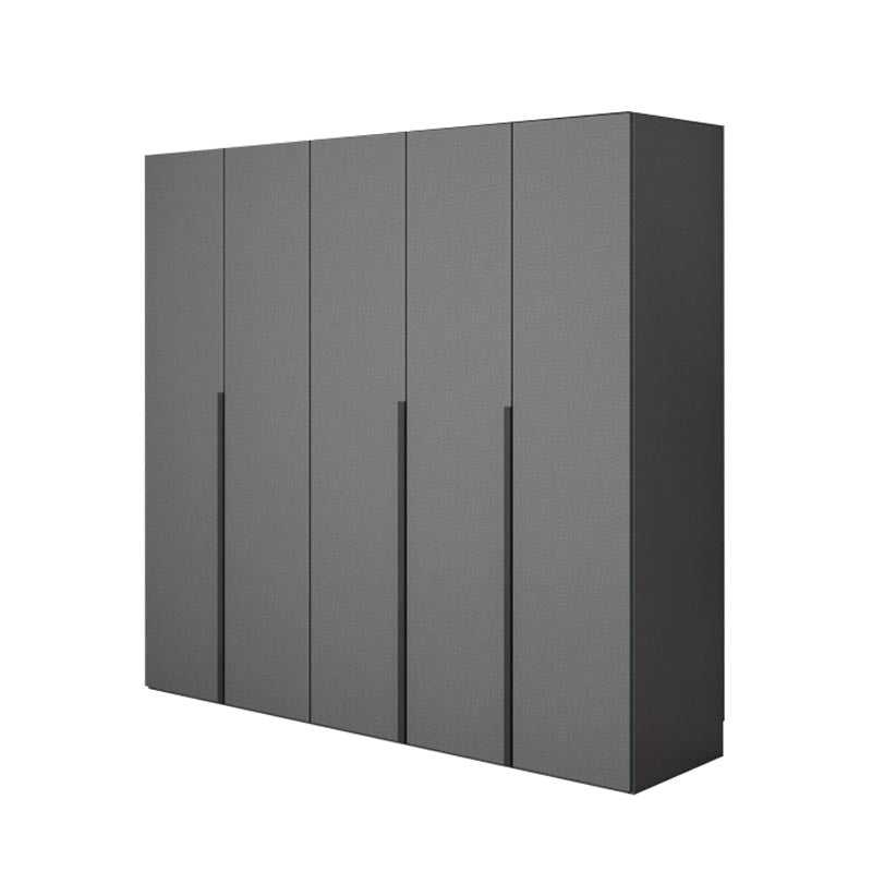 Modern Gray Storage Cabinet with Hinged Doors Faux Wood Cabinet for Bedroom