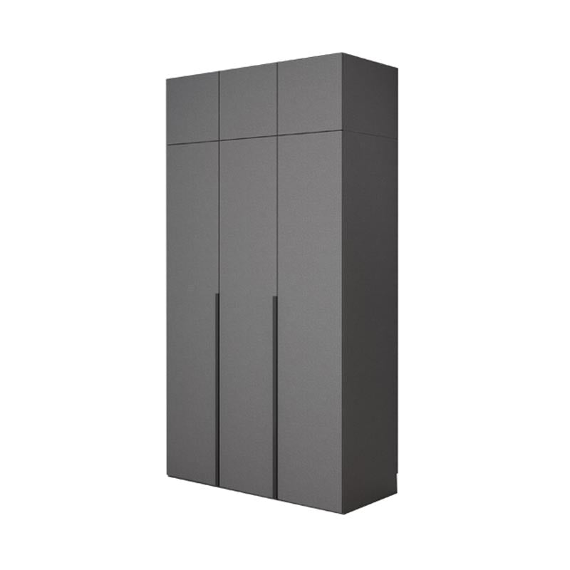 Modern Gray Storage Cabinet with Hinged Doors Faux Wood Cabinet for Bedroom