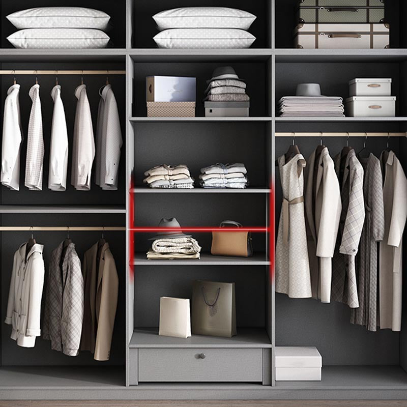 Modern Gray Storage Cabinet with Hinged Doors Faux Wood Cabinet for Bedroom