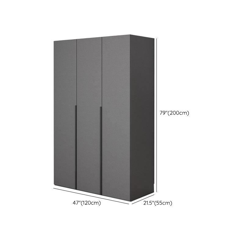 Modern Gray Storage Cabinet with Hinged Doors Faux Wood Cabinet for Bedroom