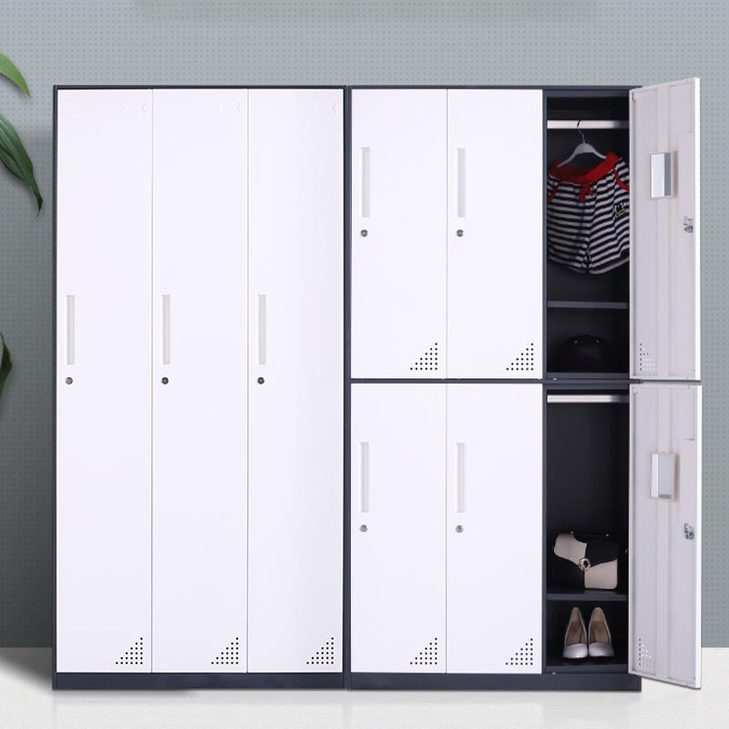Modern Hinged Door Wardrobe with Garment Rod Metal Cabinet for Home