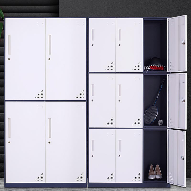 Modern Hinged Door Wardrobe with Garment Rod Metal Cabinet for Home