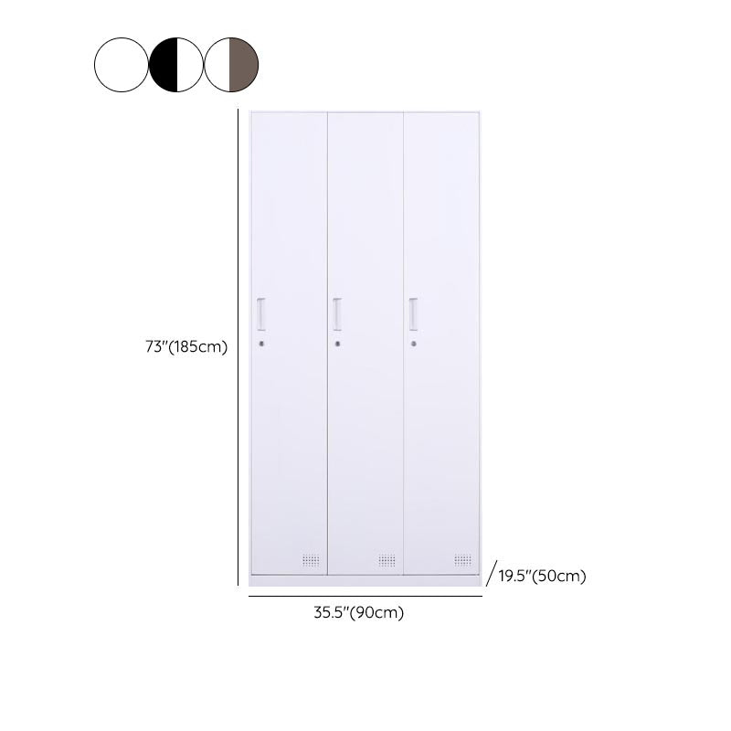 Modern Hinged Door Wardrobe with Garment Rod Metal Cabinet for Home