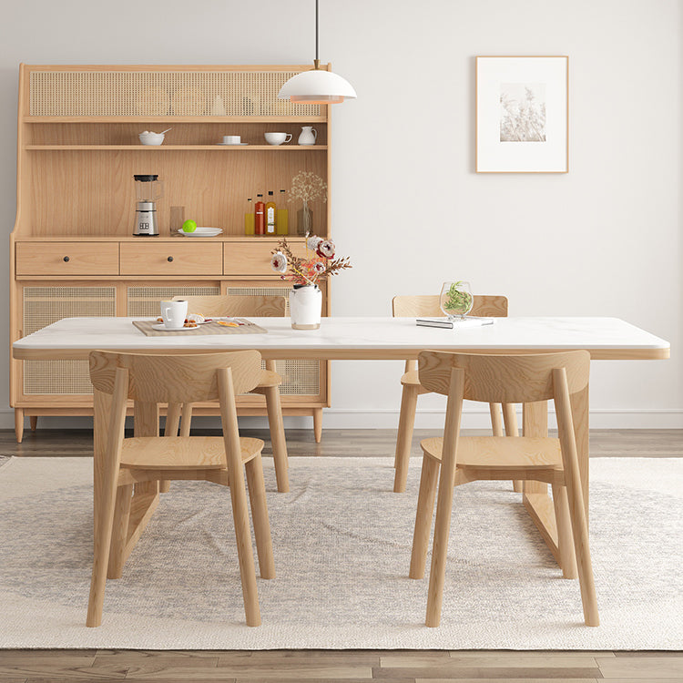 Modern Dining Set with Wooden Frame 1/2/5/6 Pieces Light Wood Finish Dinette Set