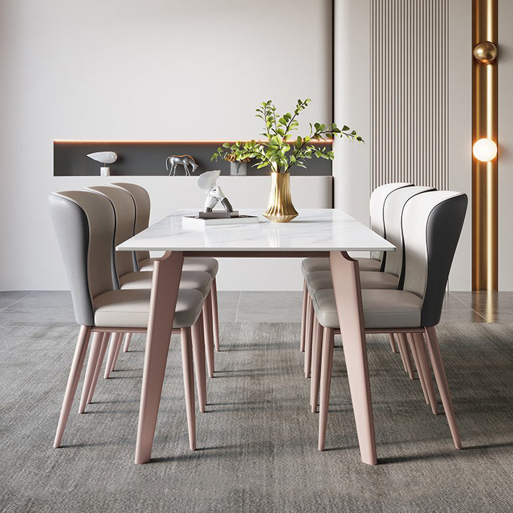 Glam Dinette Set for Home 1/4/5/7 Pieces Glossy White Dining Table Set