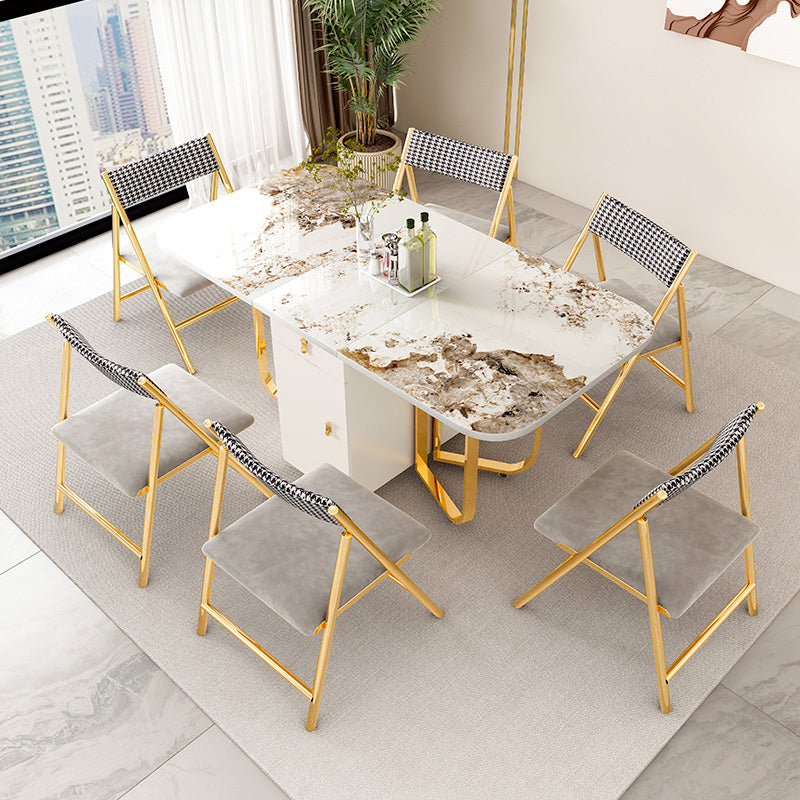 Modern Sintered Stone Dining Table Set 1/3/5/7 Pcs Folding Table and Chairs