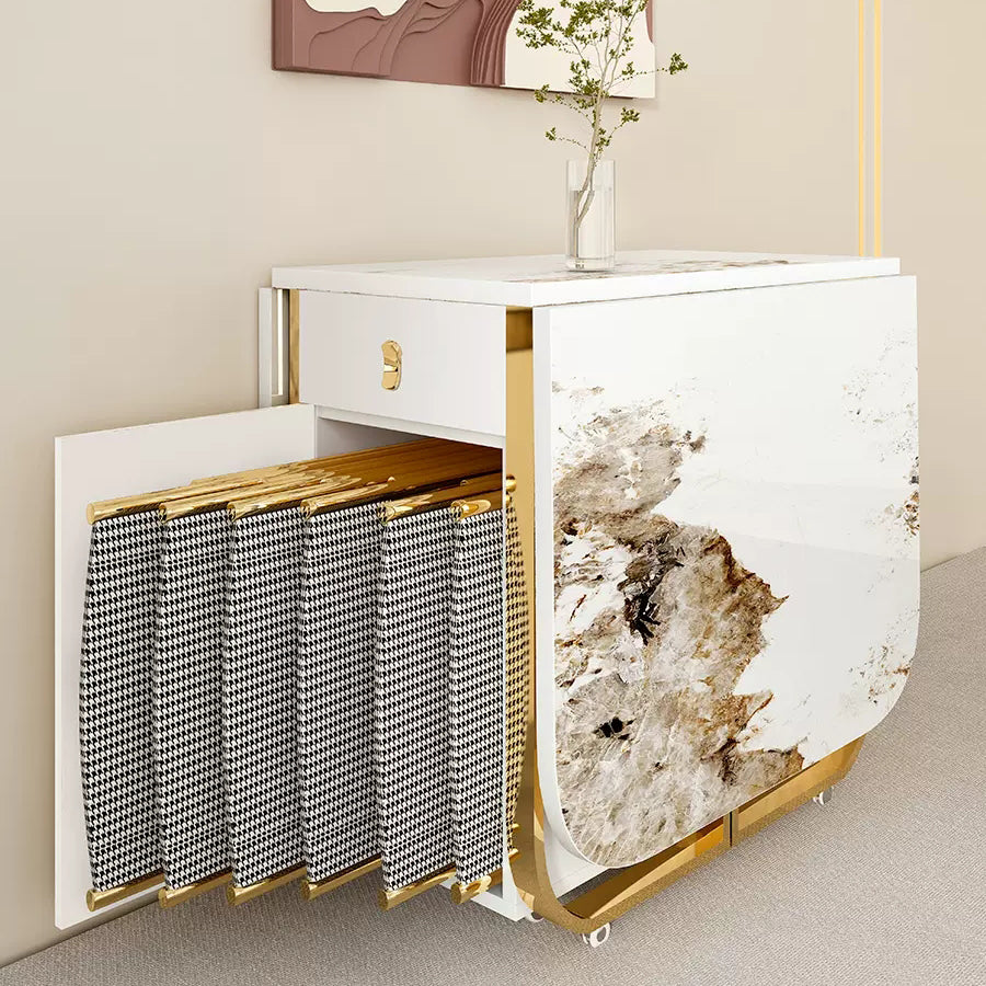 Modern Sintered Stone Dining Table Set 1/3/5/7 Pcs Folding Table and Chairs