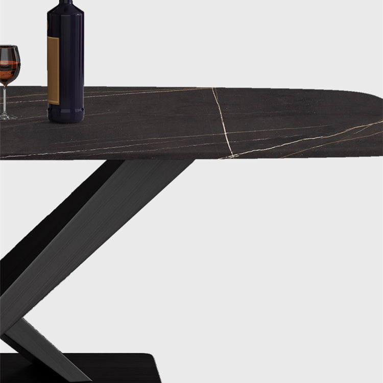 Contemporary Dining Set 1/4/5/7 Pcs Black Sintered Stone Dining Table and Armless Chairs