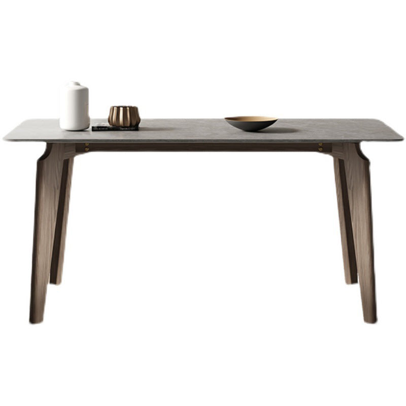 Modern Gray Stone Dining Table with Wooden Chairs 1/2/4/5/6 Pieces Dining Table Set