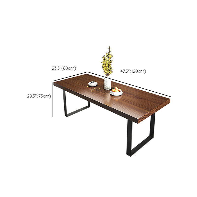 Dark Brown Solid Wood Top Dining Table Set 1/2/3/5/7 Pieces Industrial Dinette Set