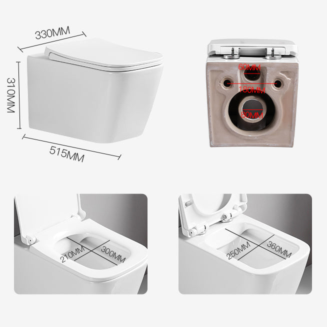 Wall Mount Flush Toilet Single Flush Modern One-Piece Toilet Urine Toilet