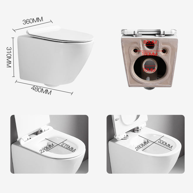 Wall Mount Flush Toilet Single Flush Modern One-Piece Toilet Urine Toilet
