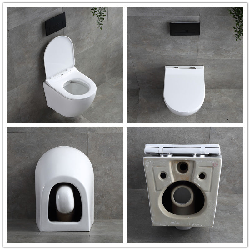 Modern Wall Mount Flush Toilet All-In-One Siphon Jet Toilet Bowl