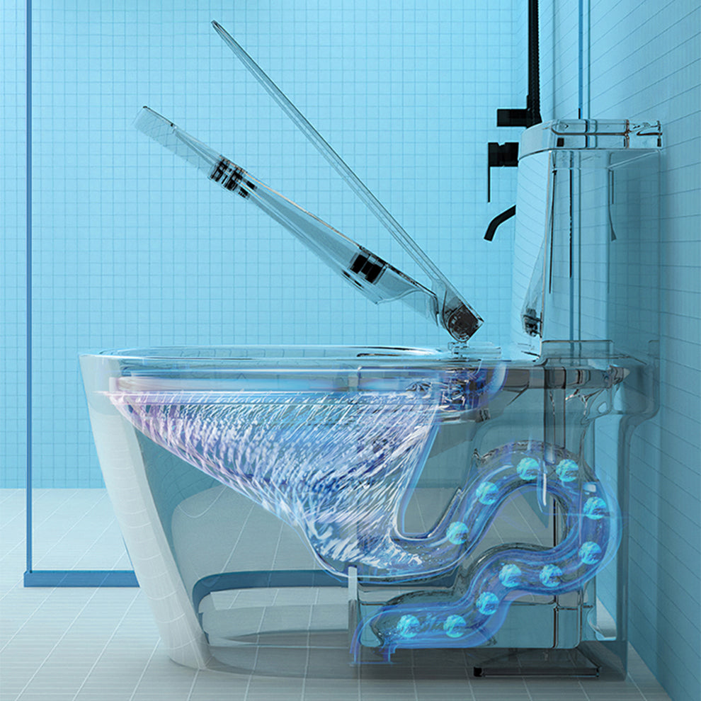 1-Piece Flush Toilet 1.2/1.6 GPF Elongated Toilet Bowl for Bathroom