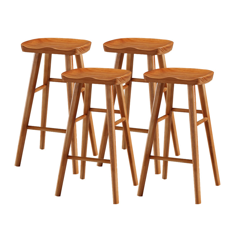 Modern Backless Contoured Seat Solid Wood Bar Stool for Restaurant