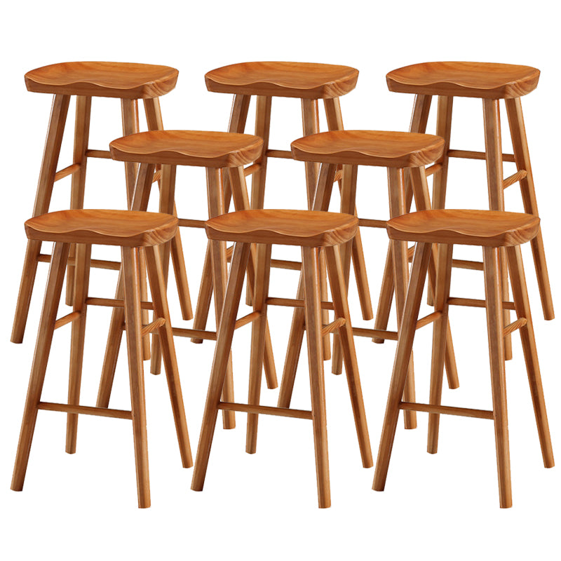 Modern Backless Contoured Seat Solid Wood Bar Stool for Restaurant