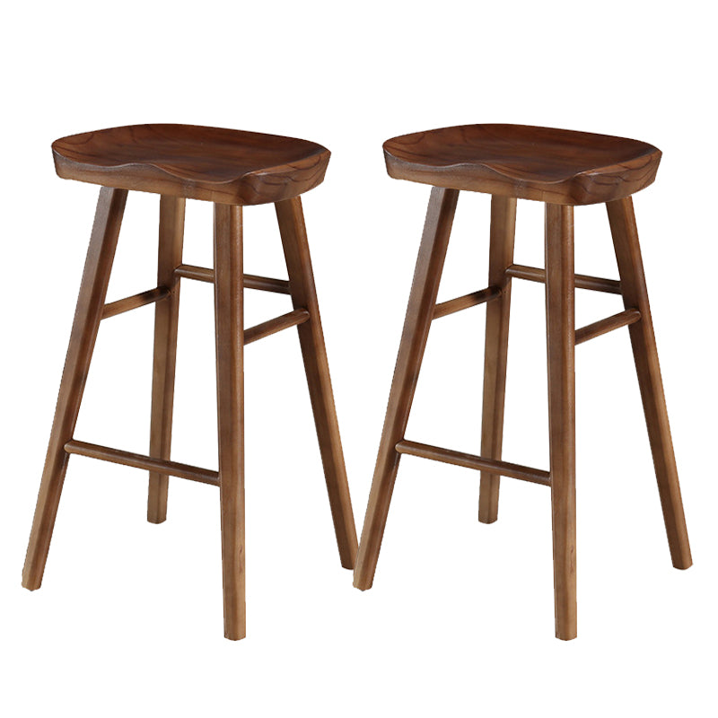 Modern Backless Contoured Seat Solid Wood Bar Stool for Restaurant