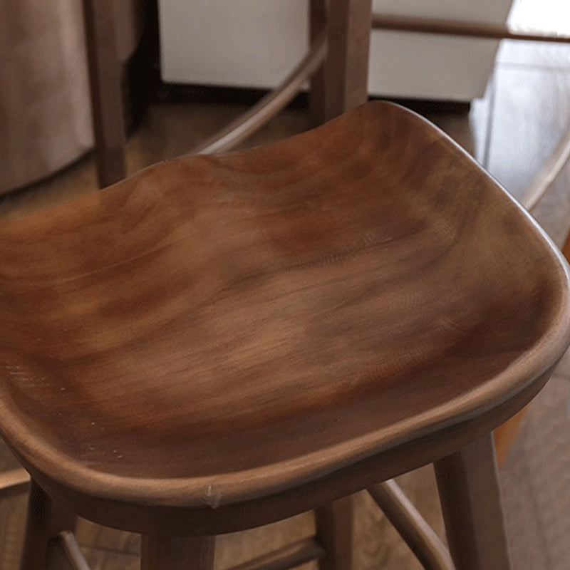 Modern Backless Contoured Seat Solid Wood Bar Stool for Restaurant
