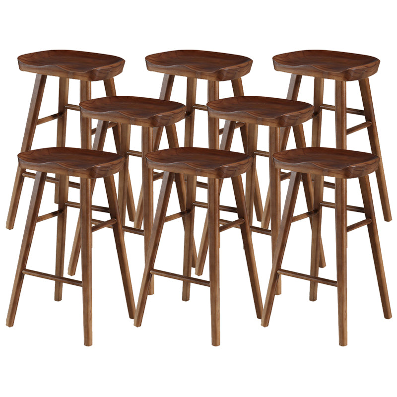 Modern Backless Contoured Seat Solid Wood Bar Stool for Restaurant