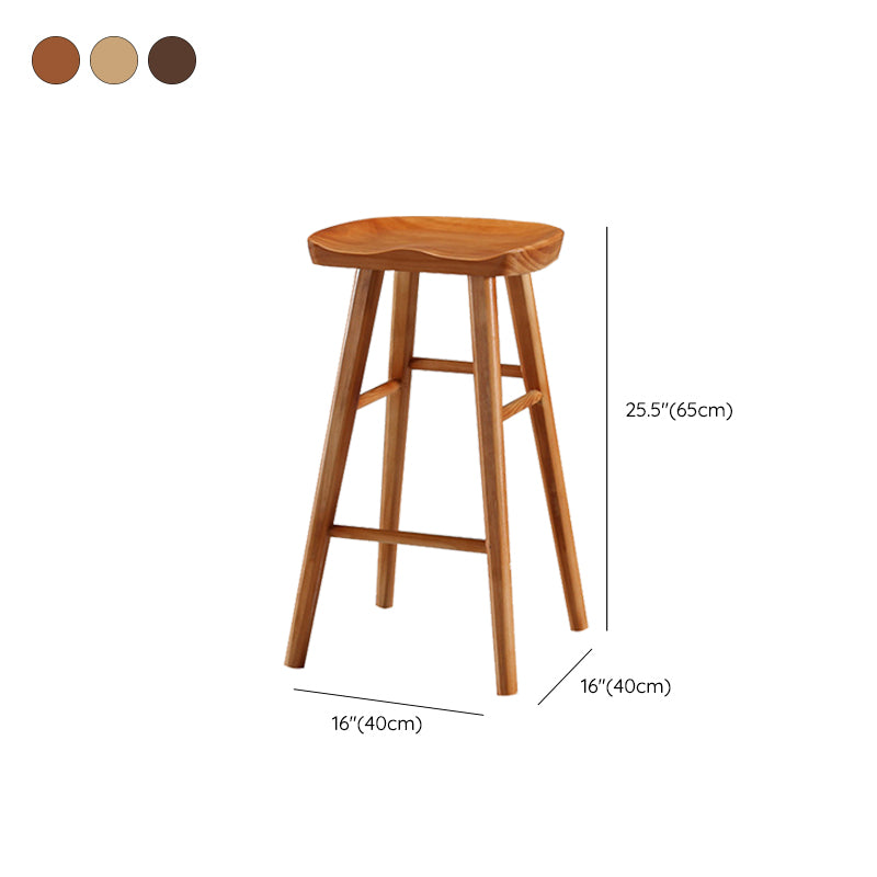 Modern Backless Contoured Seat Solid Wood Bar Stool for Restaurant