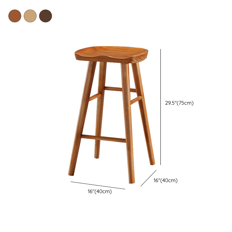 Modern Backless Contoured Seat Solid Wood Bar Stool for Restaurant