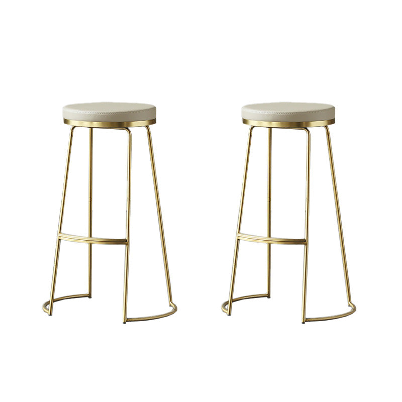 Modern Backless Counter Stool Upholstered Bar Stool with Metal Base