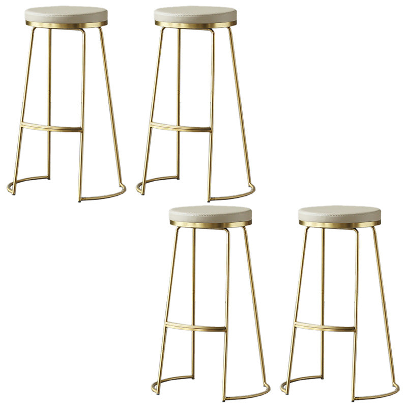 Modern Backless Counter Stool Upholstered Bar Stool with Metal Base