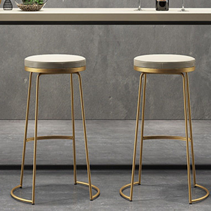 Modern Backless Counter Stool Upholstered Bar Stool with Metal Base