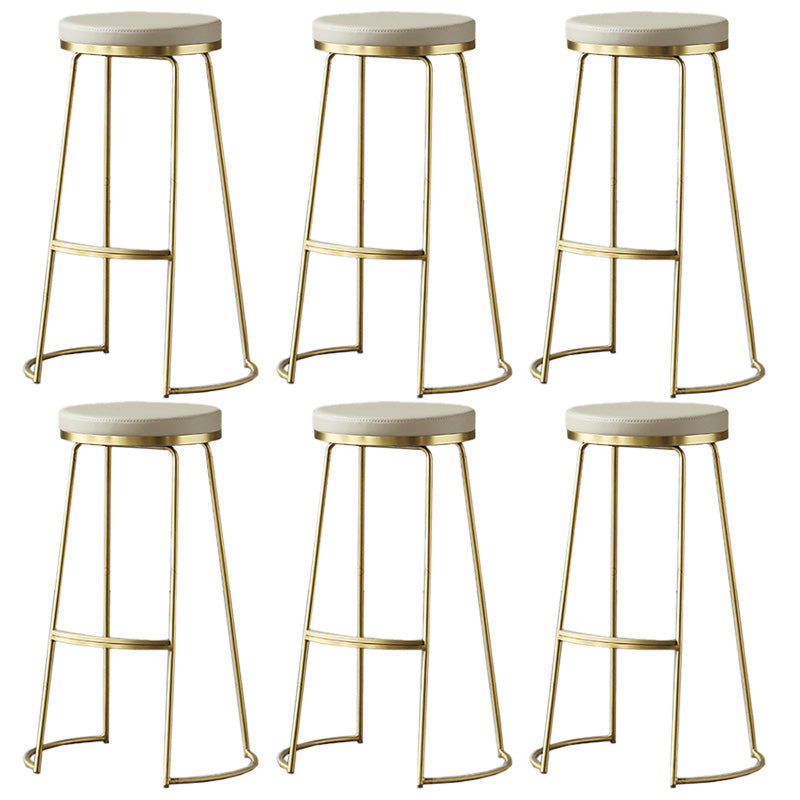 Modern Backless Counter Stool Upholstered Bar Stool with Metal Base