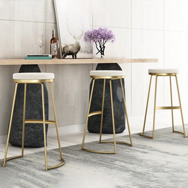 Modern Backless Counter Stool Upholstered Bar Stool with Metal Base