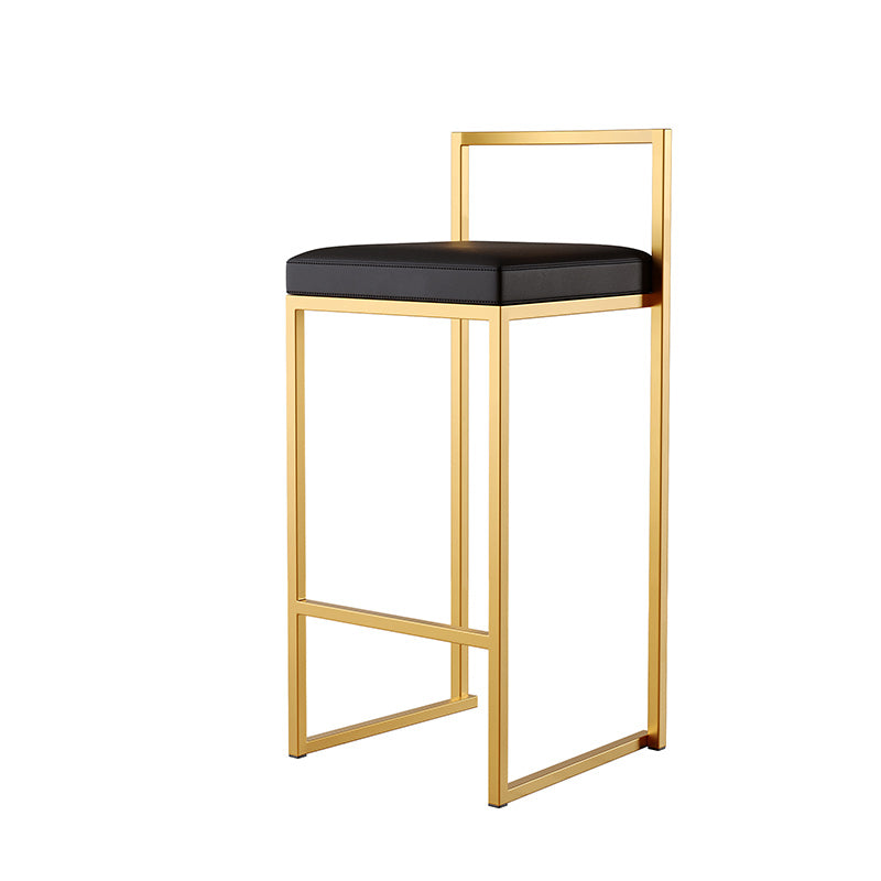 Luxurious Backrest Armless Counter Stool Upholstered Bar Stool with Metal Base