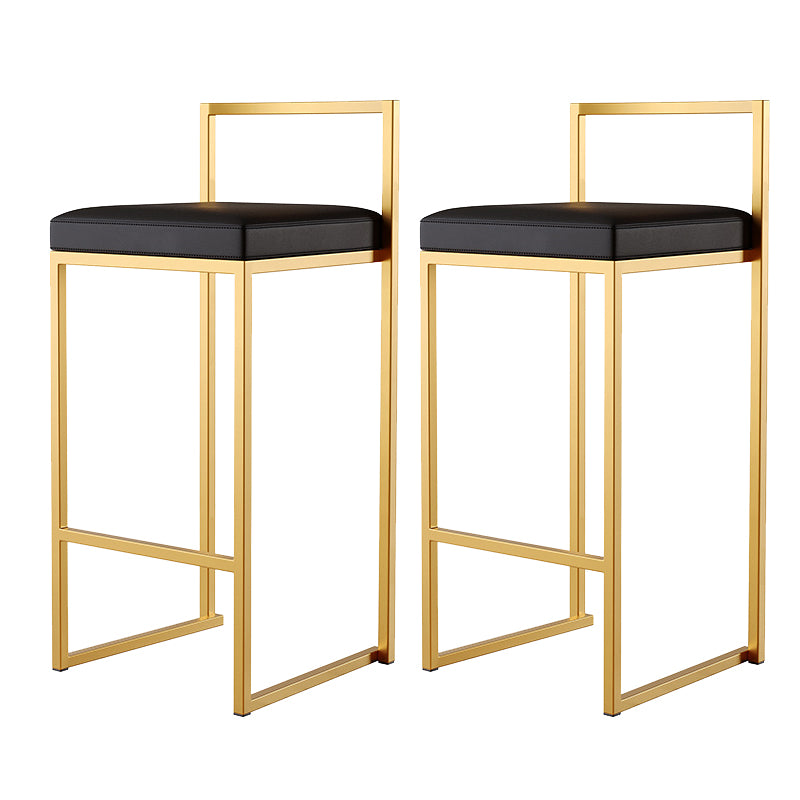 Luxurious Backrest Armless Counter Stool Upholstered Bar Stool with Metal Base