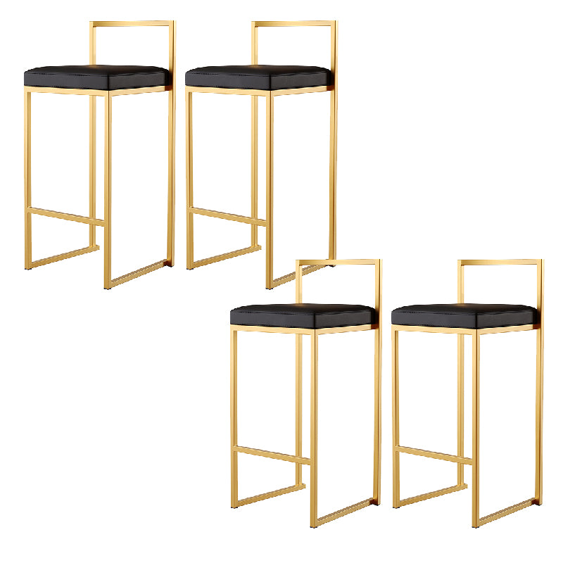 Luxurious Backrest Armless Counter Stool Upholstered Bar Stool with Metal Base