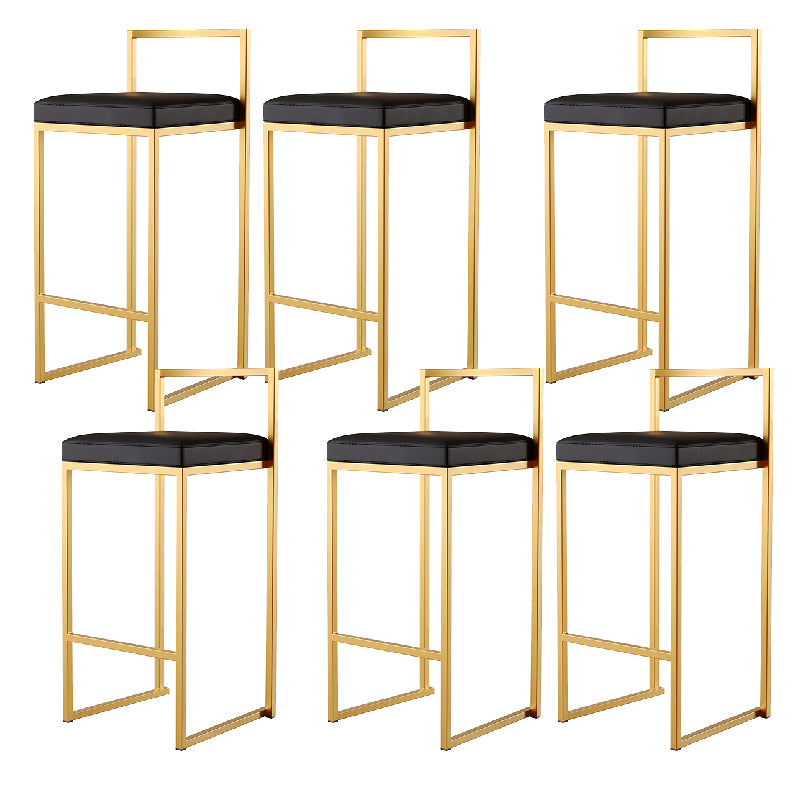 Luxurious Backrest Armless Counter Stool Upholstered Bar Stool with Metal Base