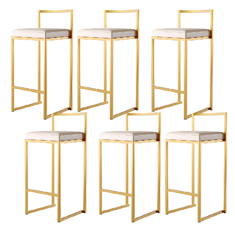 Luxurious Backrest Armless Counter Stool Upholstered Bar Stool with Metal Base