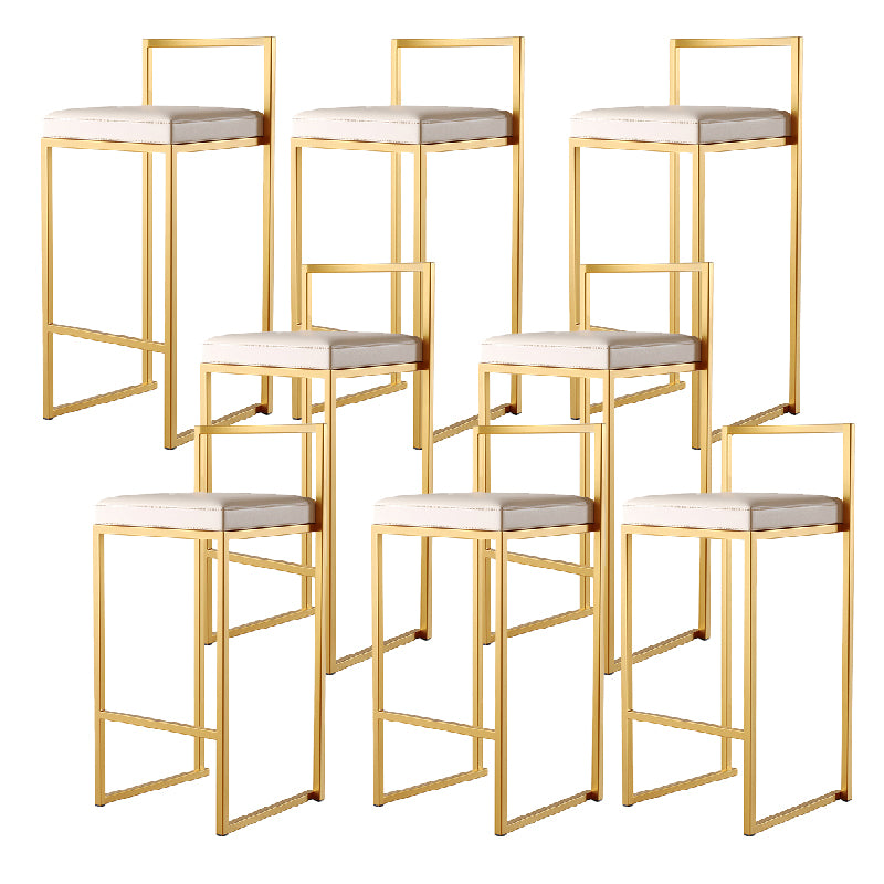 Luxurious Backrest Armless Counter Stool Upholstered Bar Stool with Metal Base