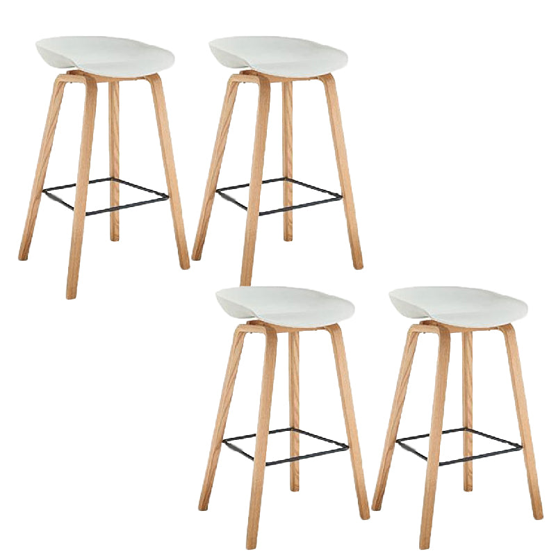 Scandinavian Plastic Counter Stool Low Back Armless Bar Stool with Footrest